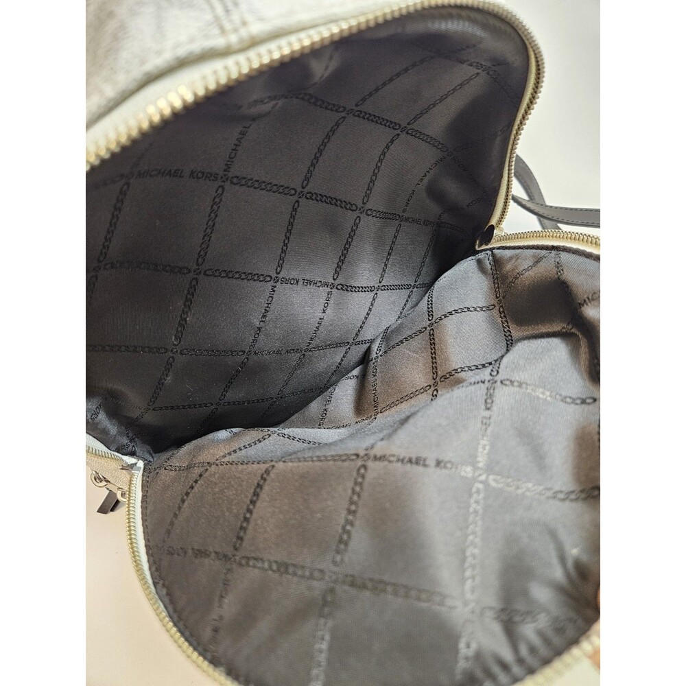 Michael Kors Rhea Zip Backpack Black and White Silver-Color Hardware - Picture 6 of 10